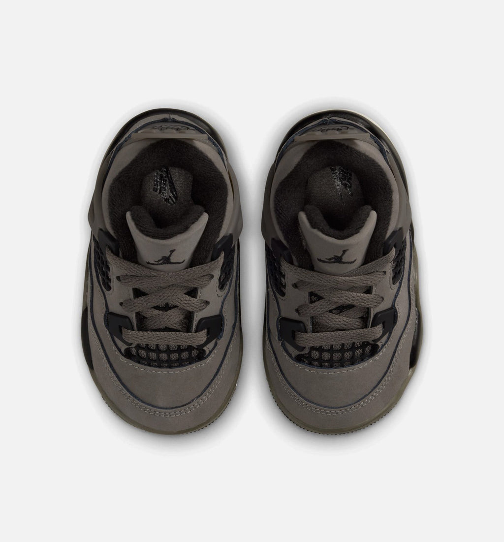 Air Jordan 4 Retro Cave Stone and Black Infant Sneakers - Cave Stone/Black/Moon Particle