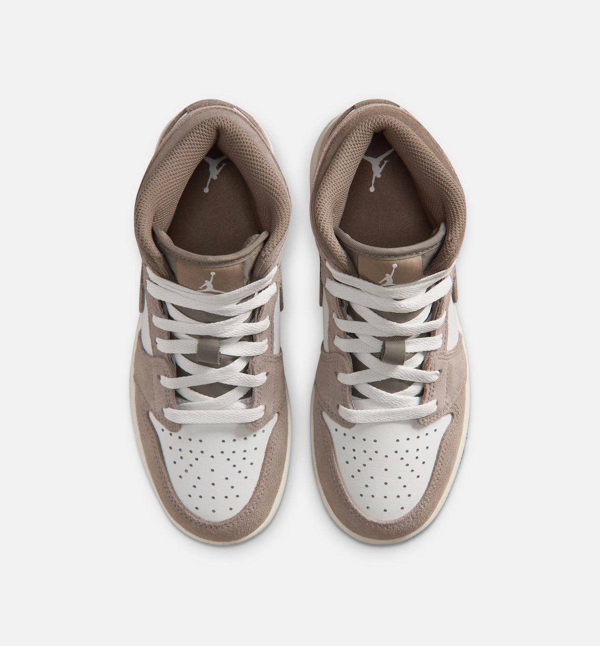 Air Jordan 1 Mid Grade School Shoes - Enigma Stone/Olive Grey/Summit White