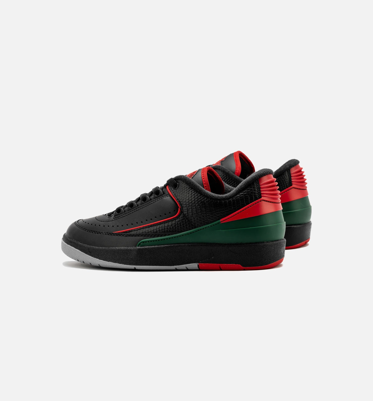 Air Jordan 2 Retro Low 'Christmas' Grade School - Black/Fire Red/Cement Grey