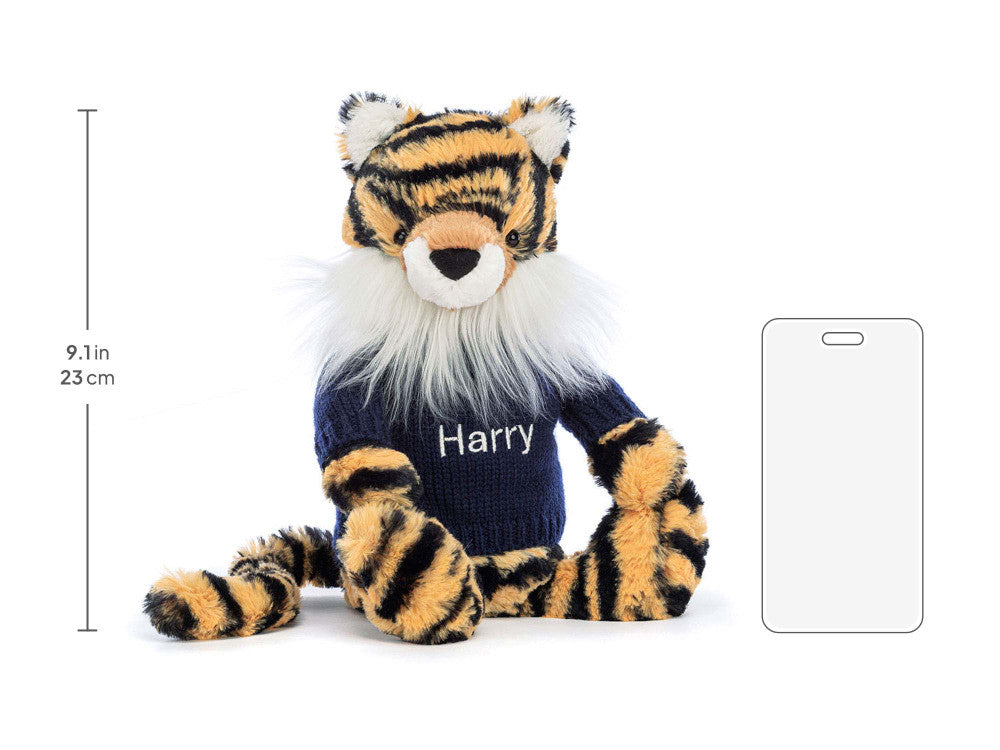 Bashful Tiger with Personalized Navy Jumper