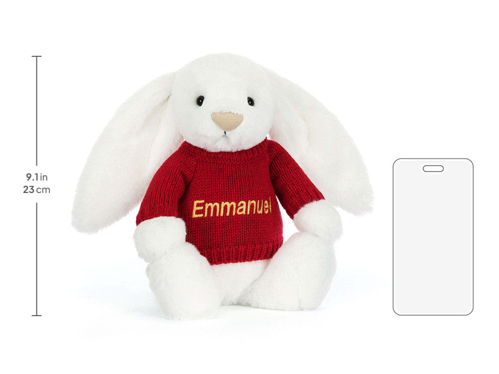 Bashful Luxe Bunny Luna with Personalized Red Jumper