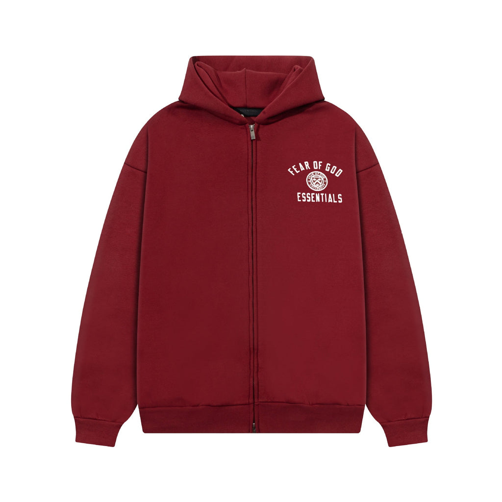Fear Of God Essentials Emblem Letter Zip Up Hoodie Unisex