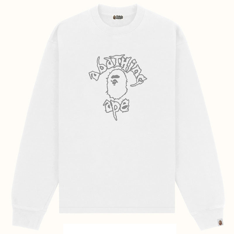 Bape Multi‑Ape‑Head Graphic Oversized Long Sleeve Tee Streetwear