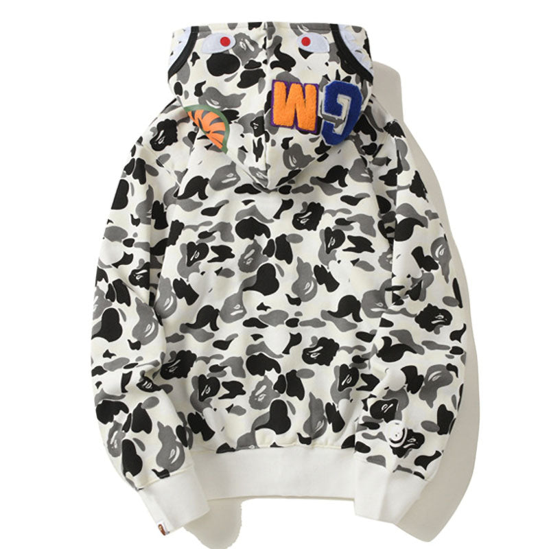 BAPE White Camo Shark Hoodie