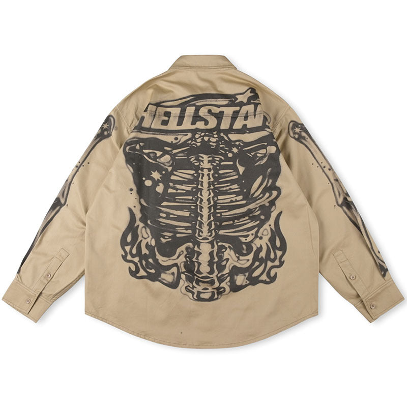 Hellstar Skull Print Shirt Jacket