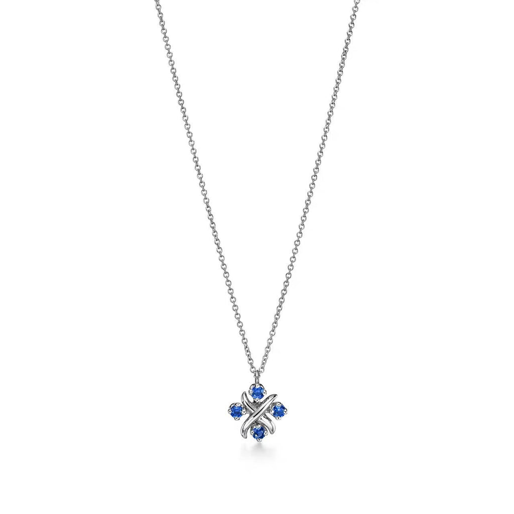 Tiffany Style Four-Leaf Clover Cubic Zirconia 18K Gold-Plated Necklace