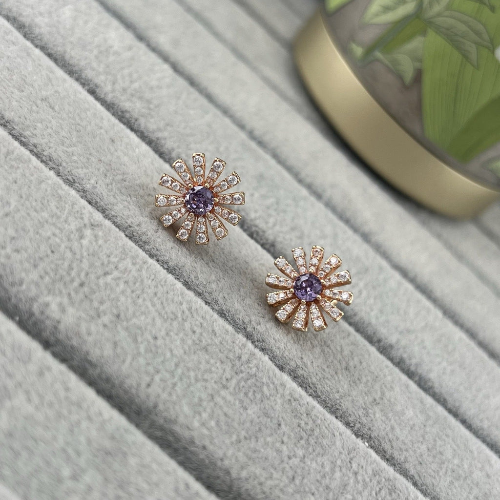 Damiani Style Floral Cubic Zirconia 18K Gold-Plated Earrings