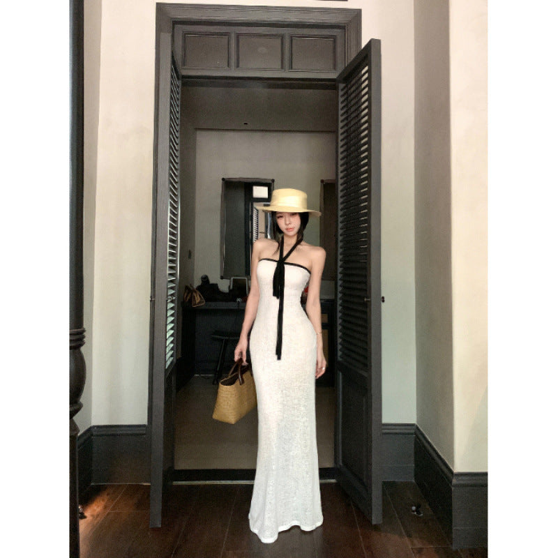 Halter Tie Bandeau Mermaid Maxi Dress Slim Bodycon Summer Long Gown