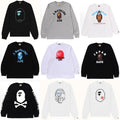 Bape Multi‑Ape‑Head Graphic Oversized Long Sleeve Tee Streetwear