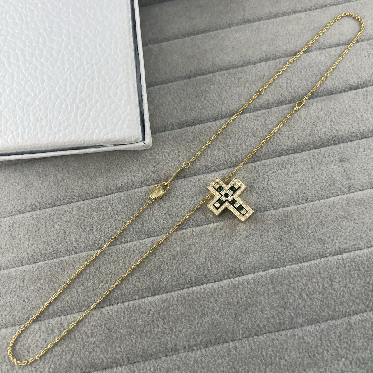 Damiani Style Cross Cubic Zirconia White-Gold-Plated Necklace