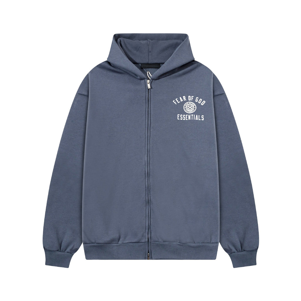 Fear Of God Essentials Emblem Letter Zip Up Hoodie Unisex