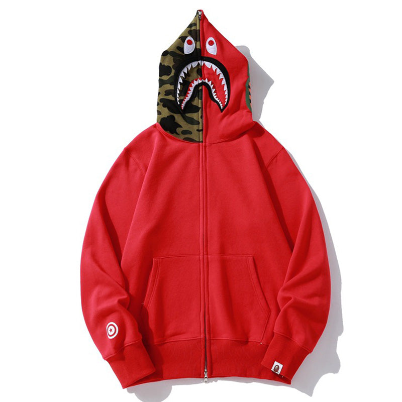 BAPE Camo Shark Hoodie - Black, Grey & Red