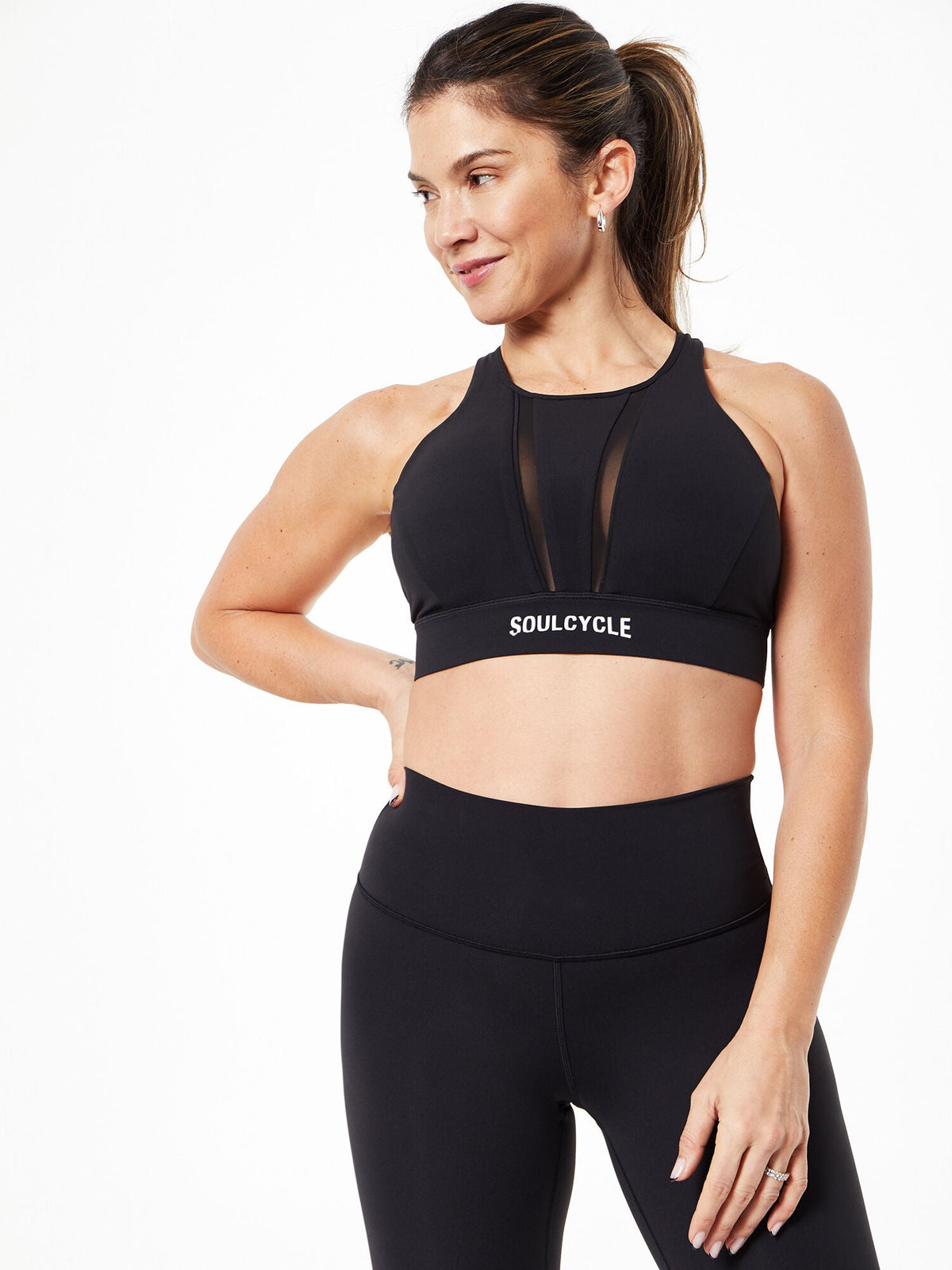 Mesh High Neck Racerback Bra