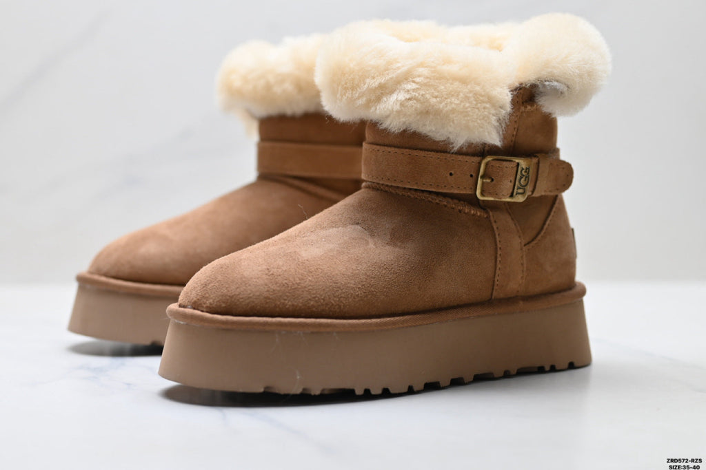 UGG Classic Mini Heritage Fluff Buckle Boots