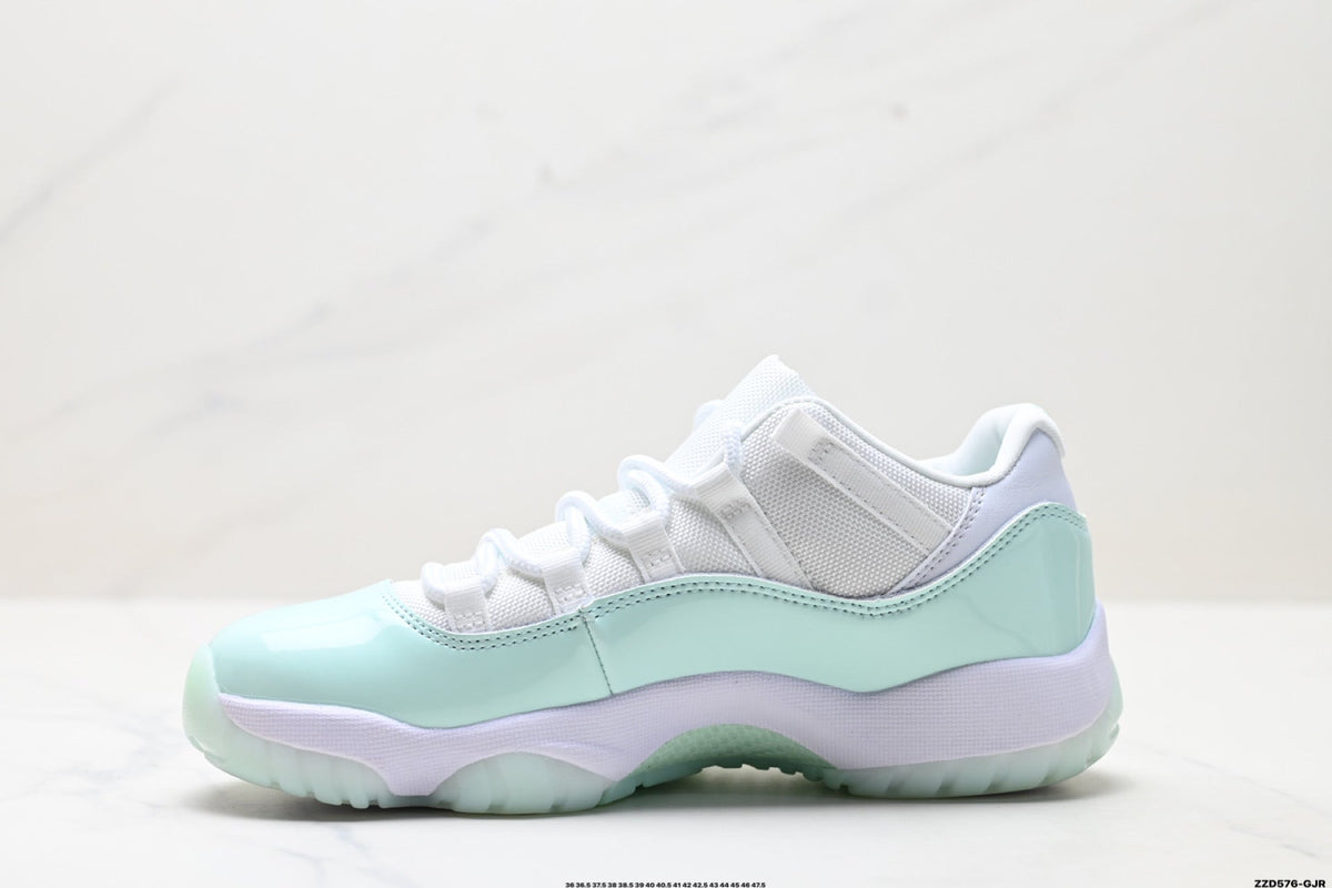 Air Jordan 11 Retro White and Mint Unisex Sneakers Style 09