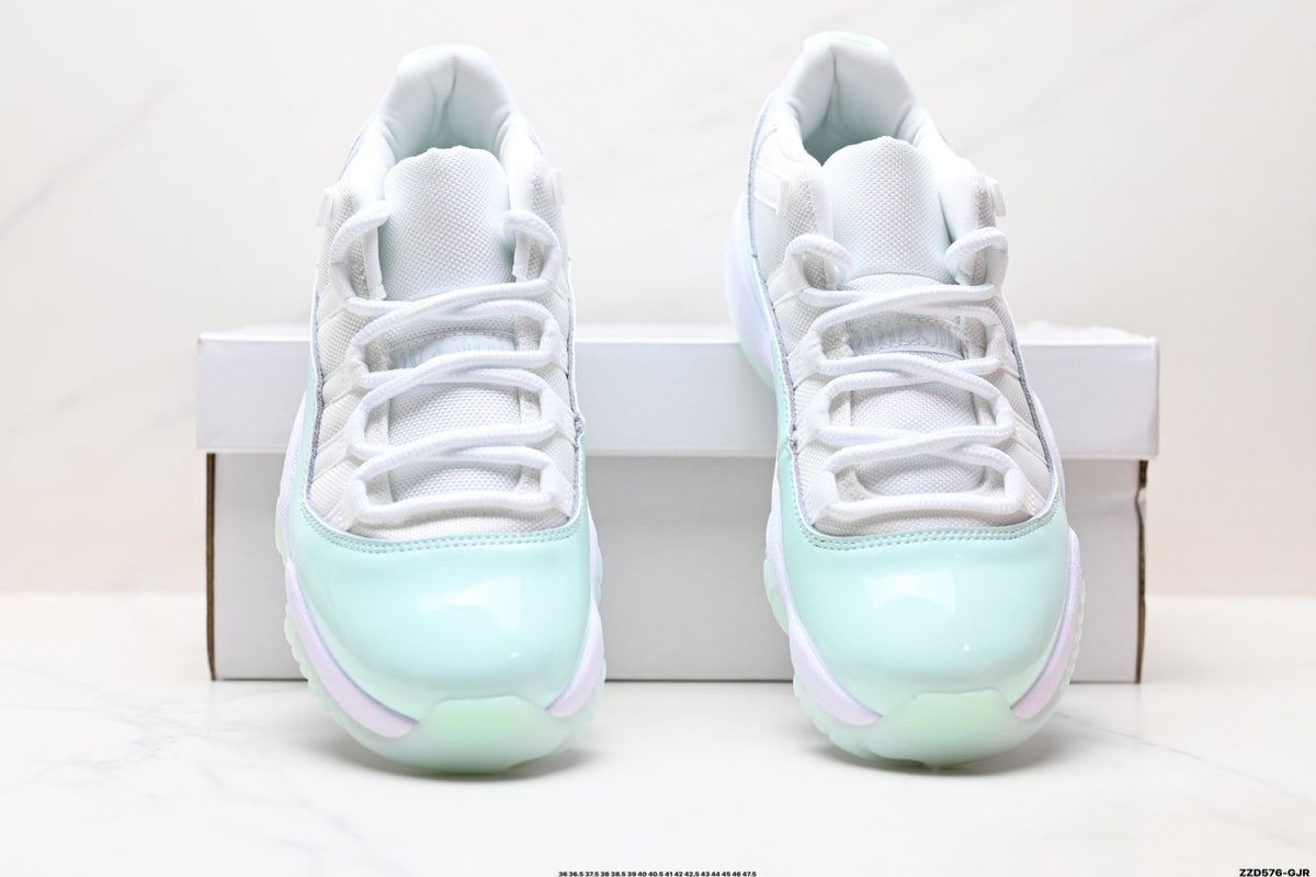 Air Jordan 11 Retro White and Mint Unisex Sneakers Style 09