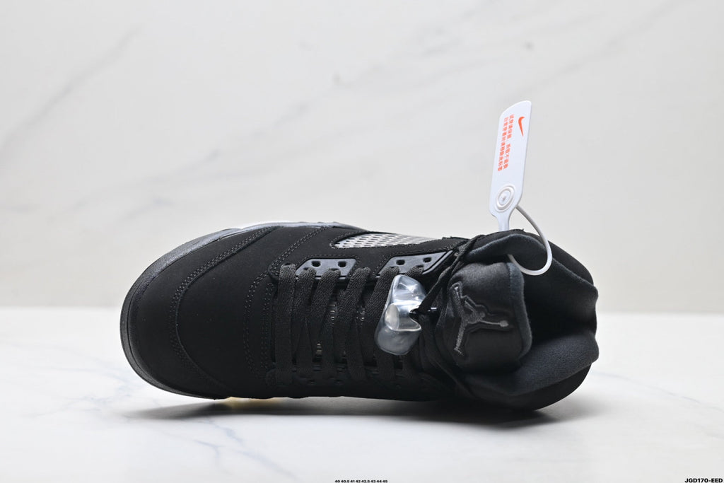 Air Jordan 5 Retro Black Metallic Silver Sneakers