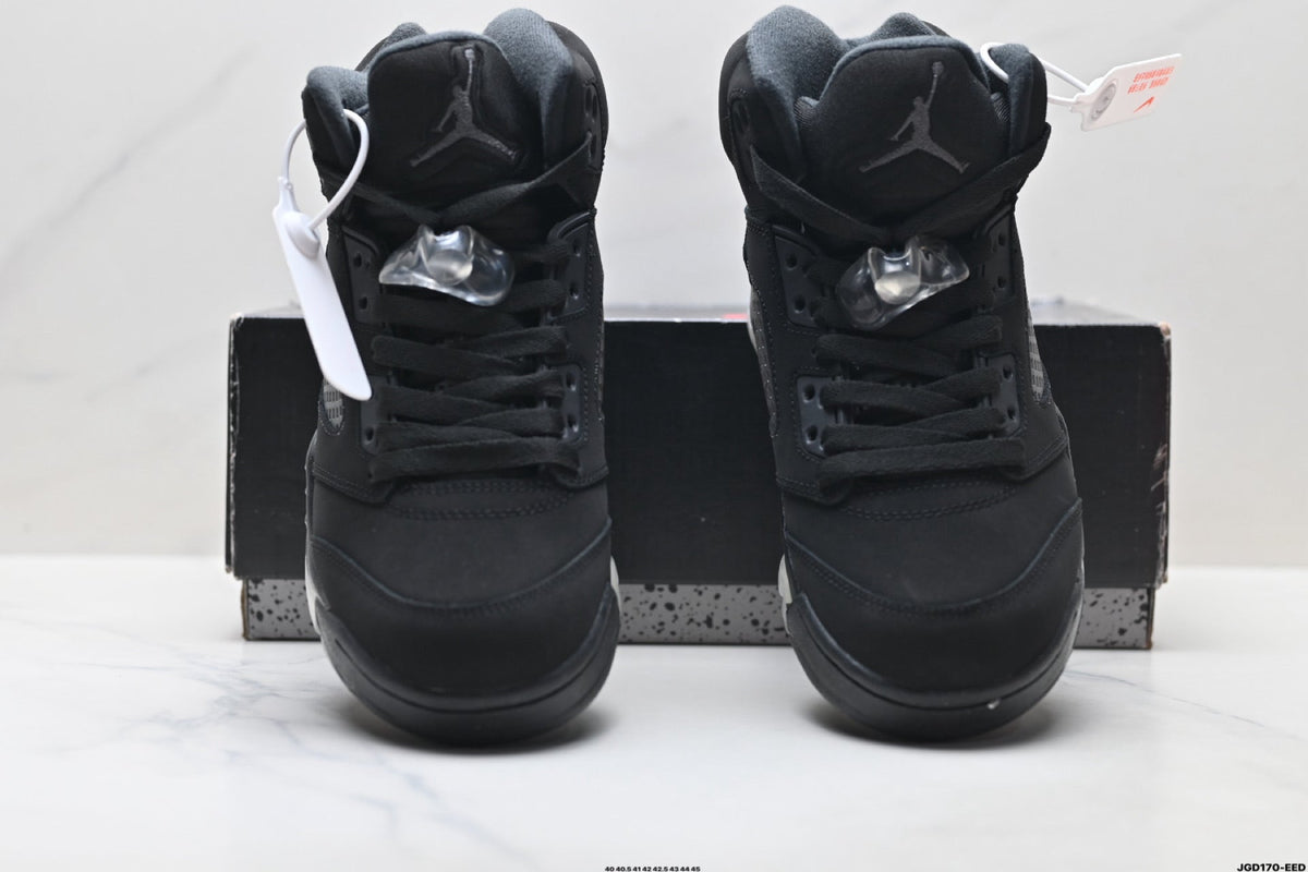 Air Jordan 5 Retro Black Metallic Silver Sneakers