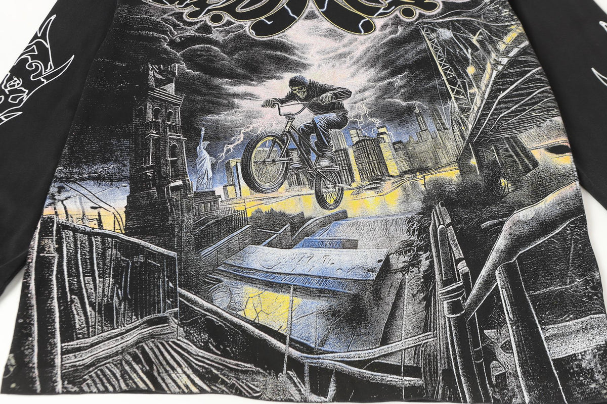 Godspeed Washed Black Rock Graphic Long-Sleeve T-Shirt
