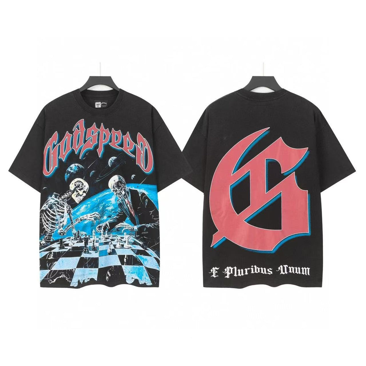 Godspeed Skeleton Chess Graphic T-Shirt