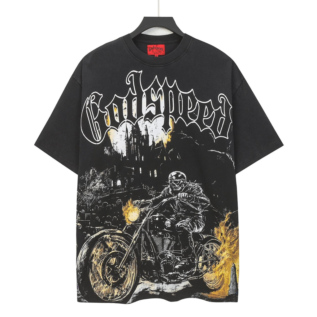 Godspeed Washed Black Motorcycle Graphic T-Shirt