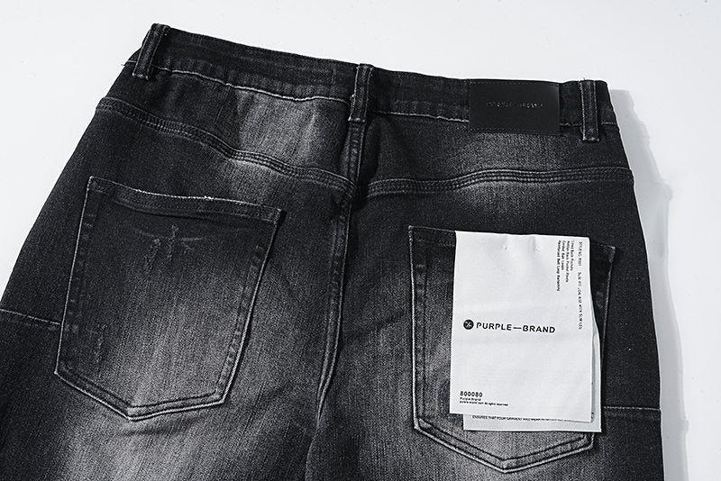 Purple Brand Black Distressed Paint-Splatter Jeans