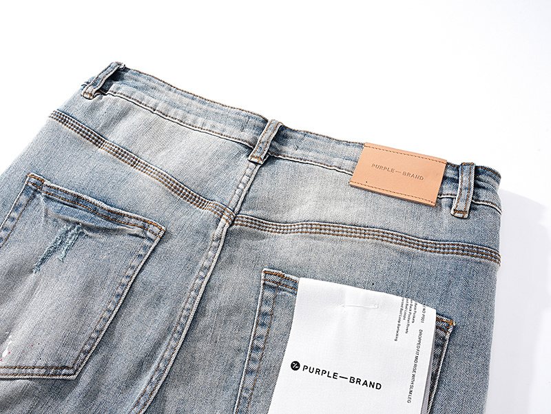 Purple Brand Distressed Paint Splatter Stacked Jeans