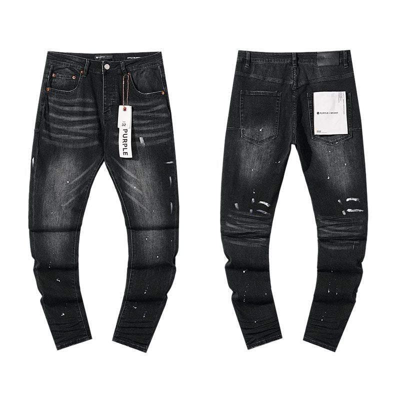 Purple Brand Black Washed Distressed Jeans