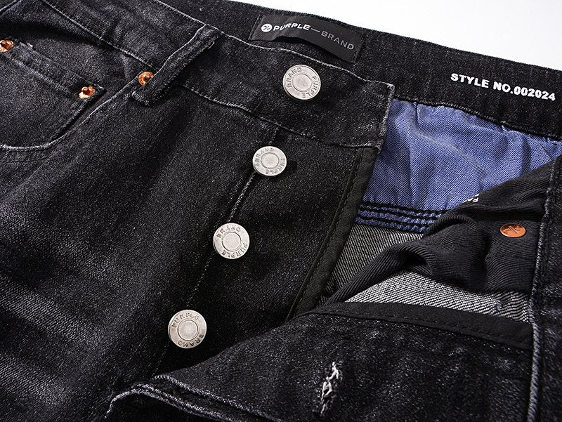 Purple Brand Black Washed Distressed Jeans