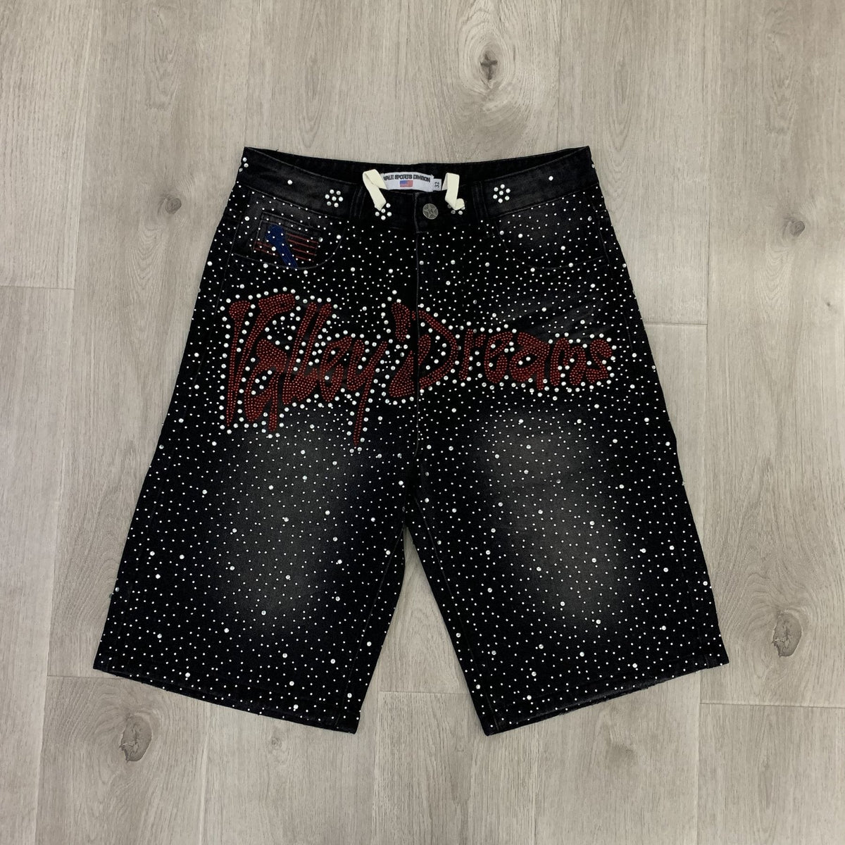 VALLEY Iced Out Rhinestone Denim Jorts