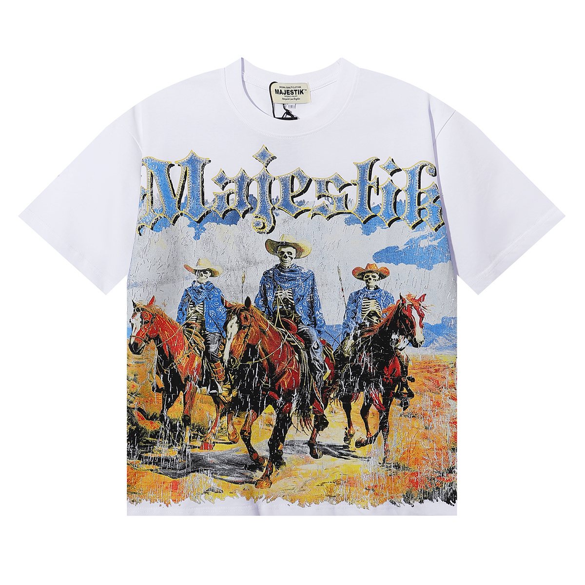 MAJESTIK Western Horse Skeleton Graphic T-Shirt