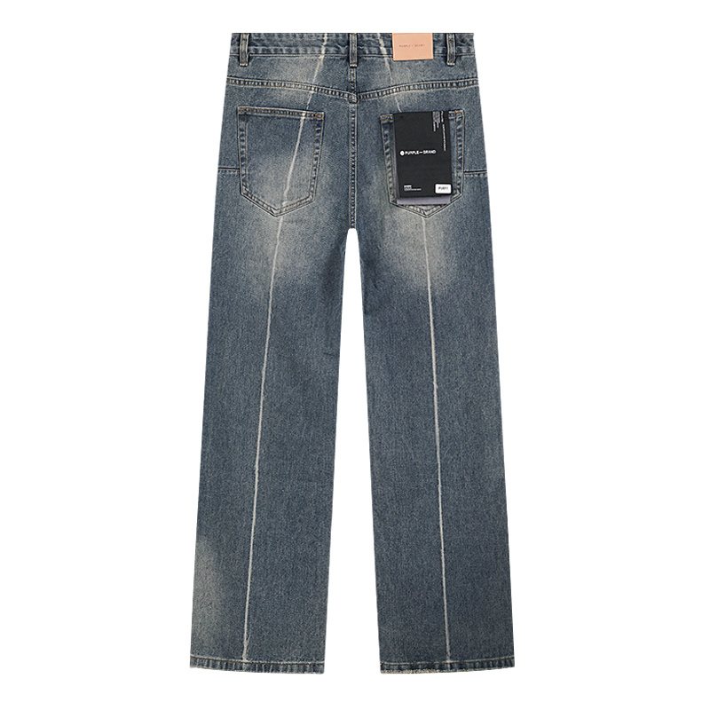 Purple Brand PU811 Washed Blue Distressed Straight-Leg Jeans