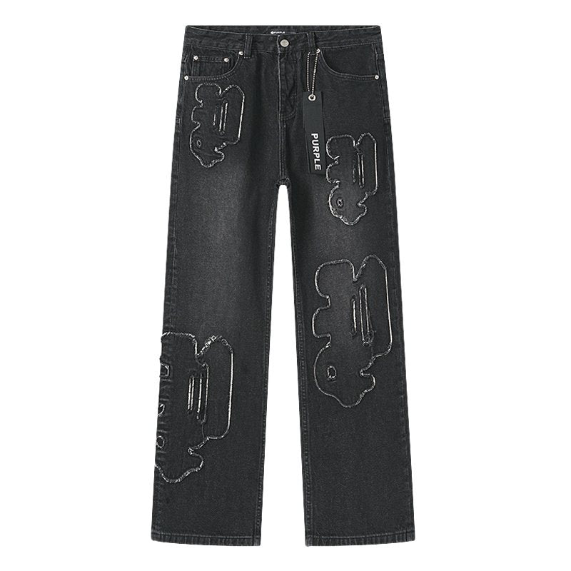 Purple Brand Black Graphic Patch Jeans
