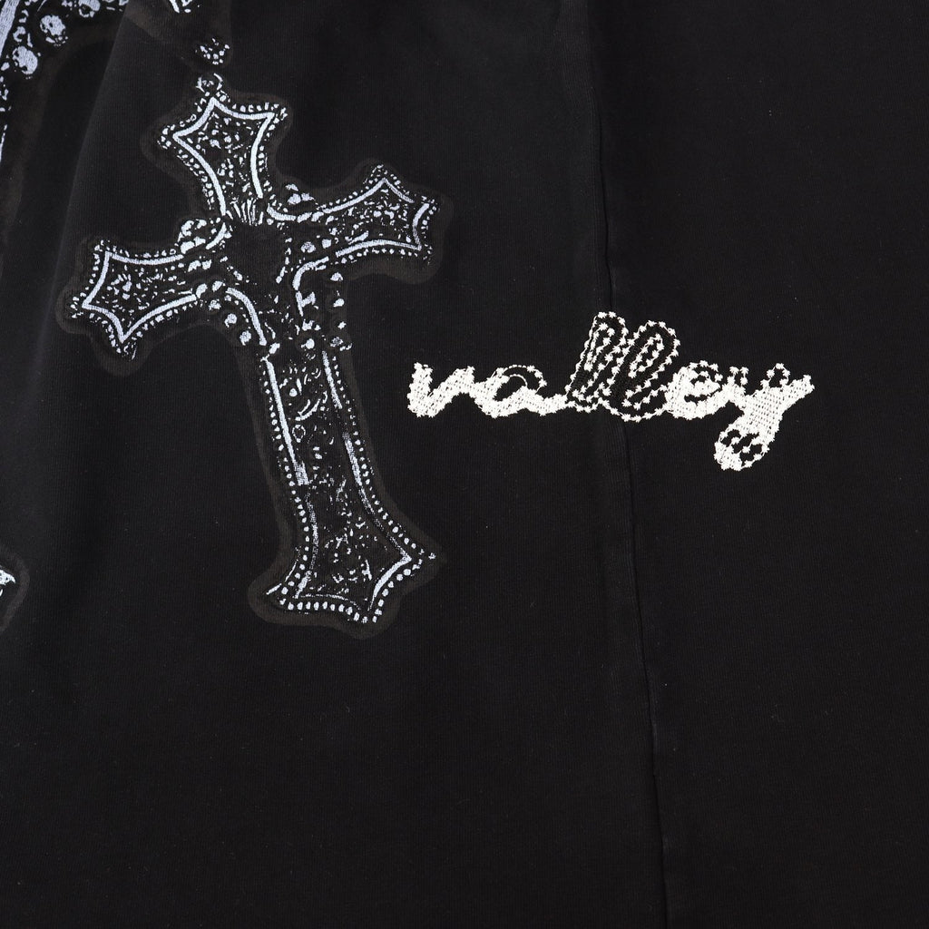 VALE USA Studded Cross Graphic T-Shirt