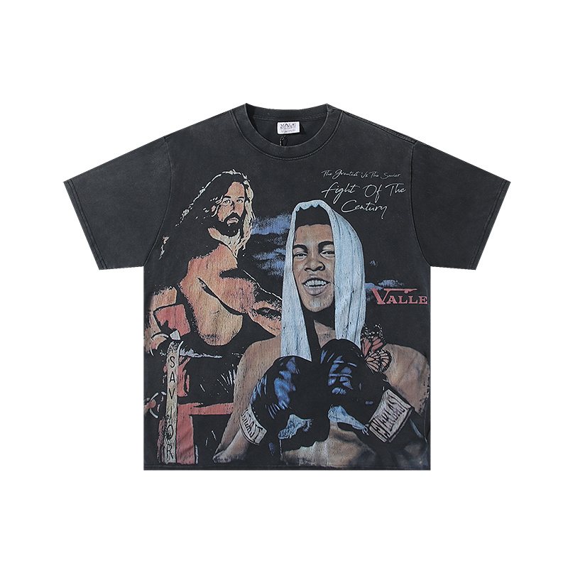 VALE USA Boxing Graphic Washed Black T-Shirt