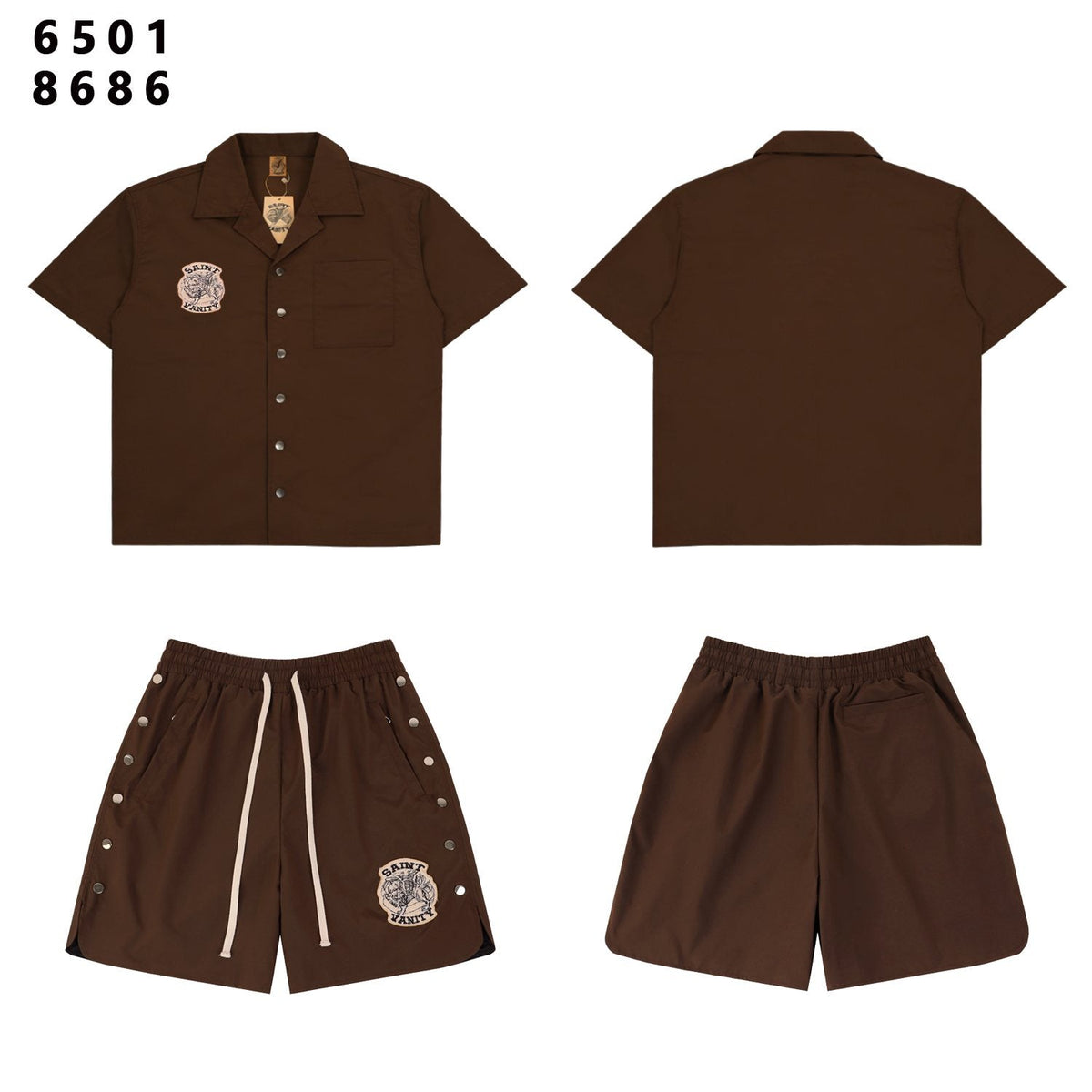 SAINT Tiger Patch Short-Sleeve Shirt & Shorts Set