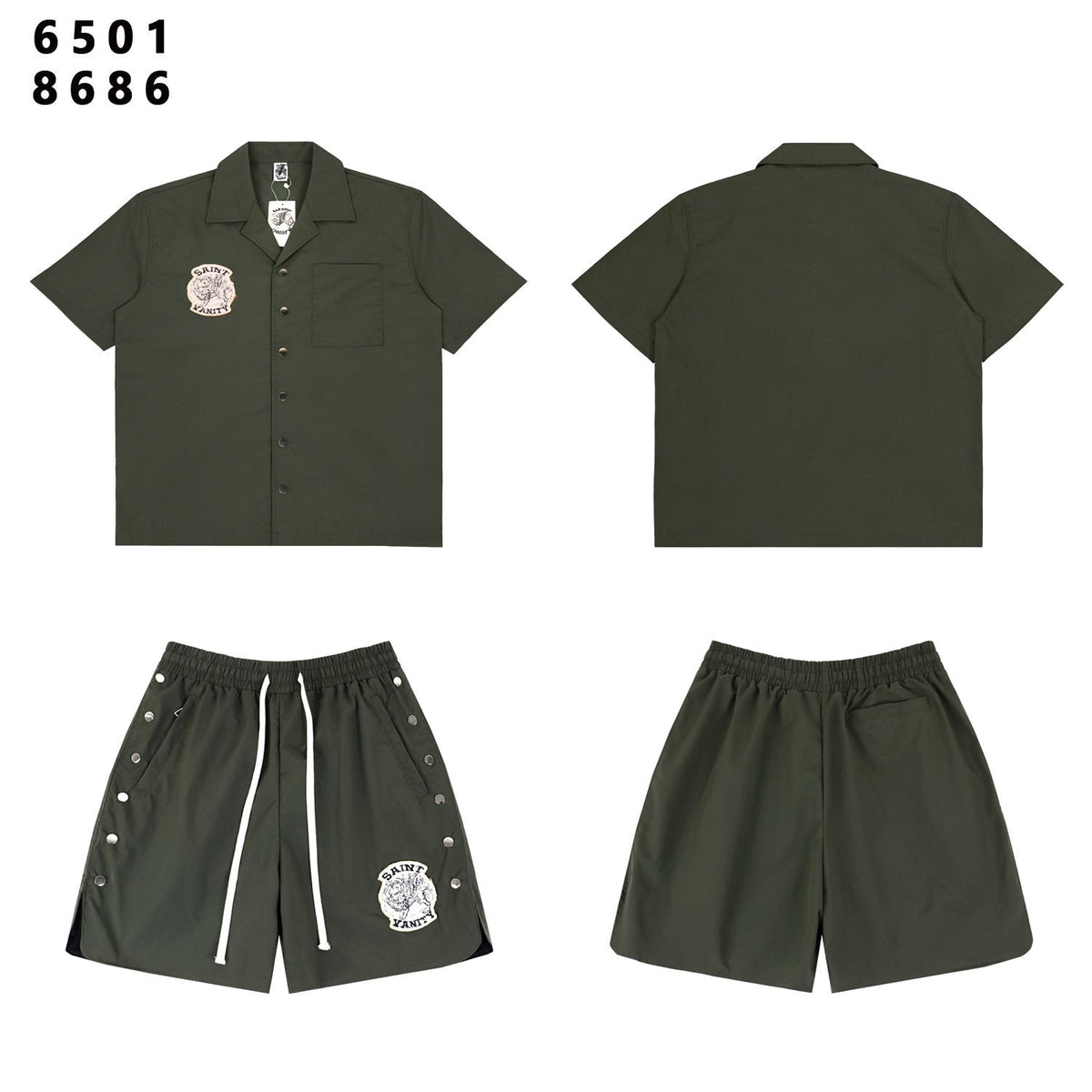 SAINT Tiger Patch Short-Sleeve Shirt & Shorts Set
