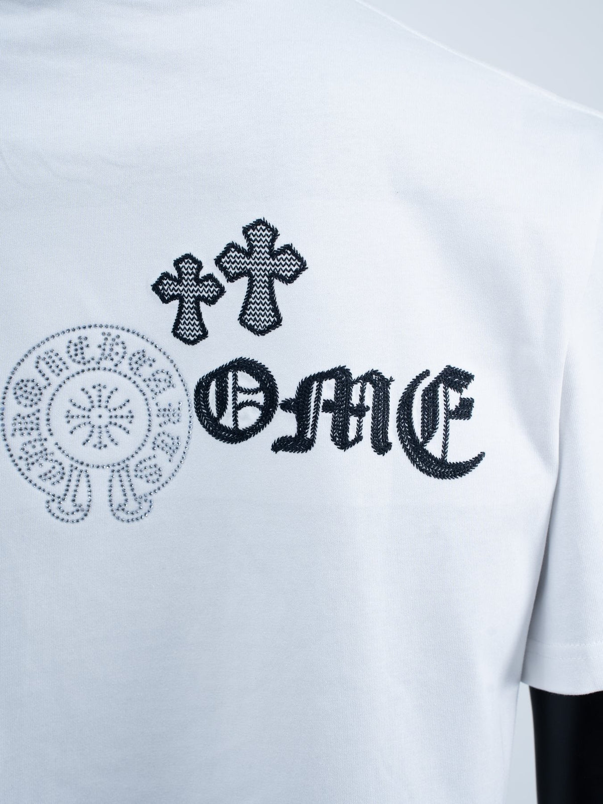 Chrome Hearts Rhinestone Slogan Graphic T-Shirt