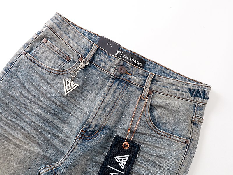 VALABASAS Light Blue Rhinestone Flared Jeans