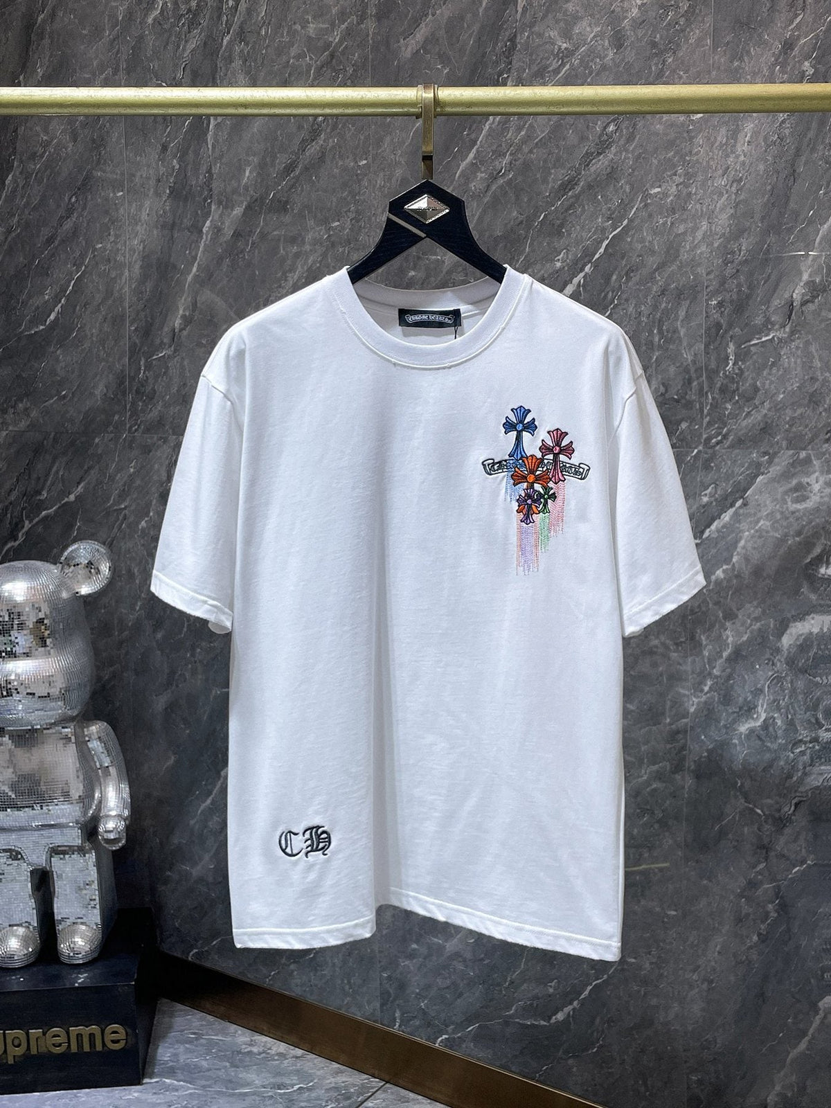 Chrome Hearts Floral Cross Embroidered T-Shirt
