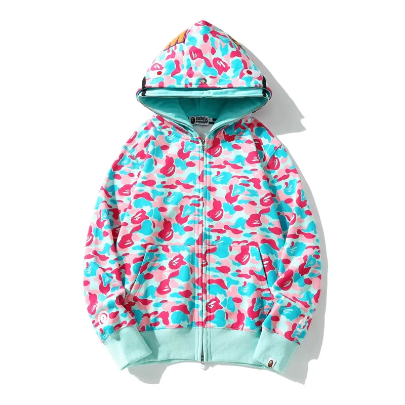 BAPE Store Miami Pullover Hoodie Pink and Blue