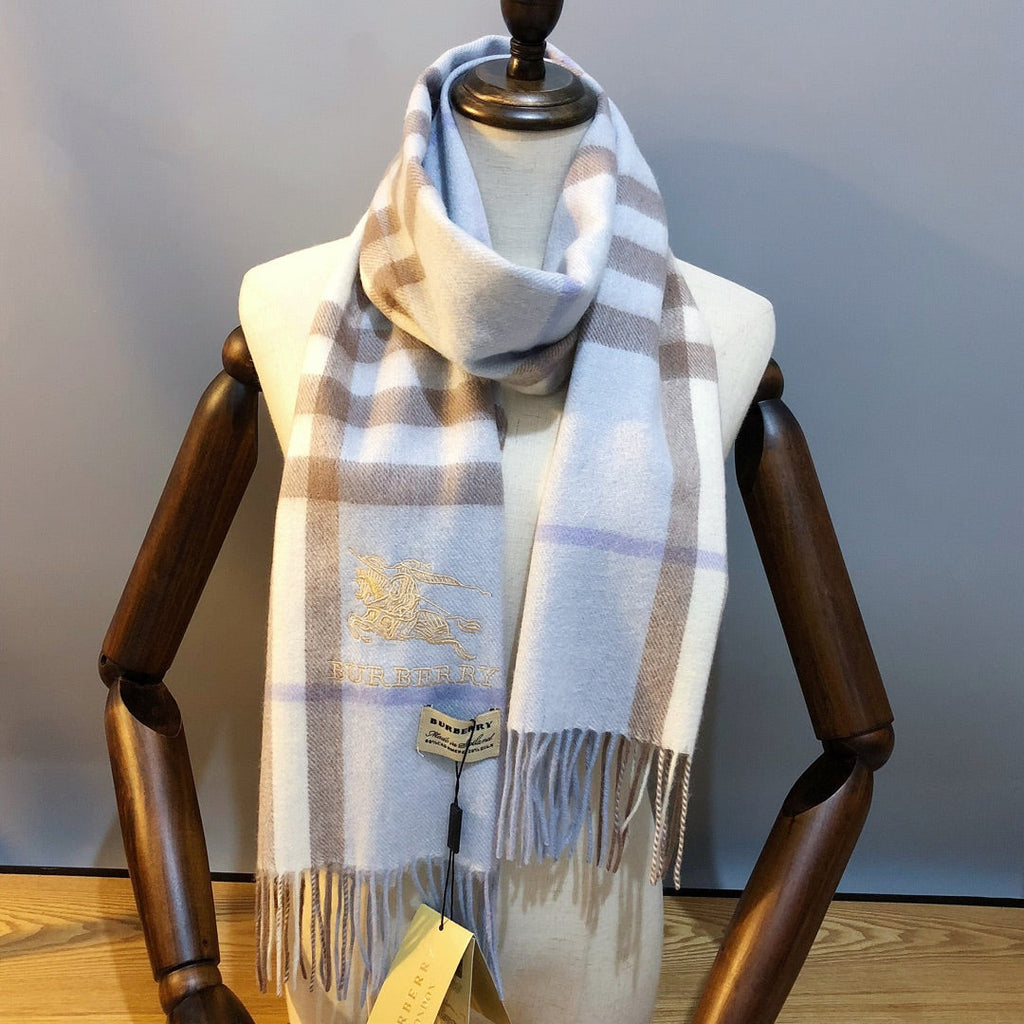 Burberry Style Classic Plaid Fringe Scarf