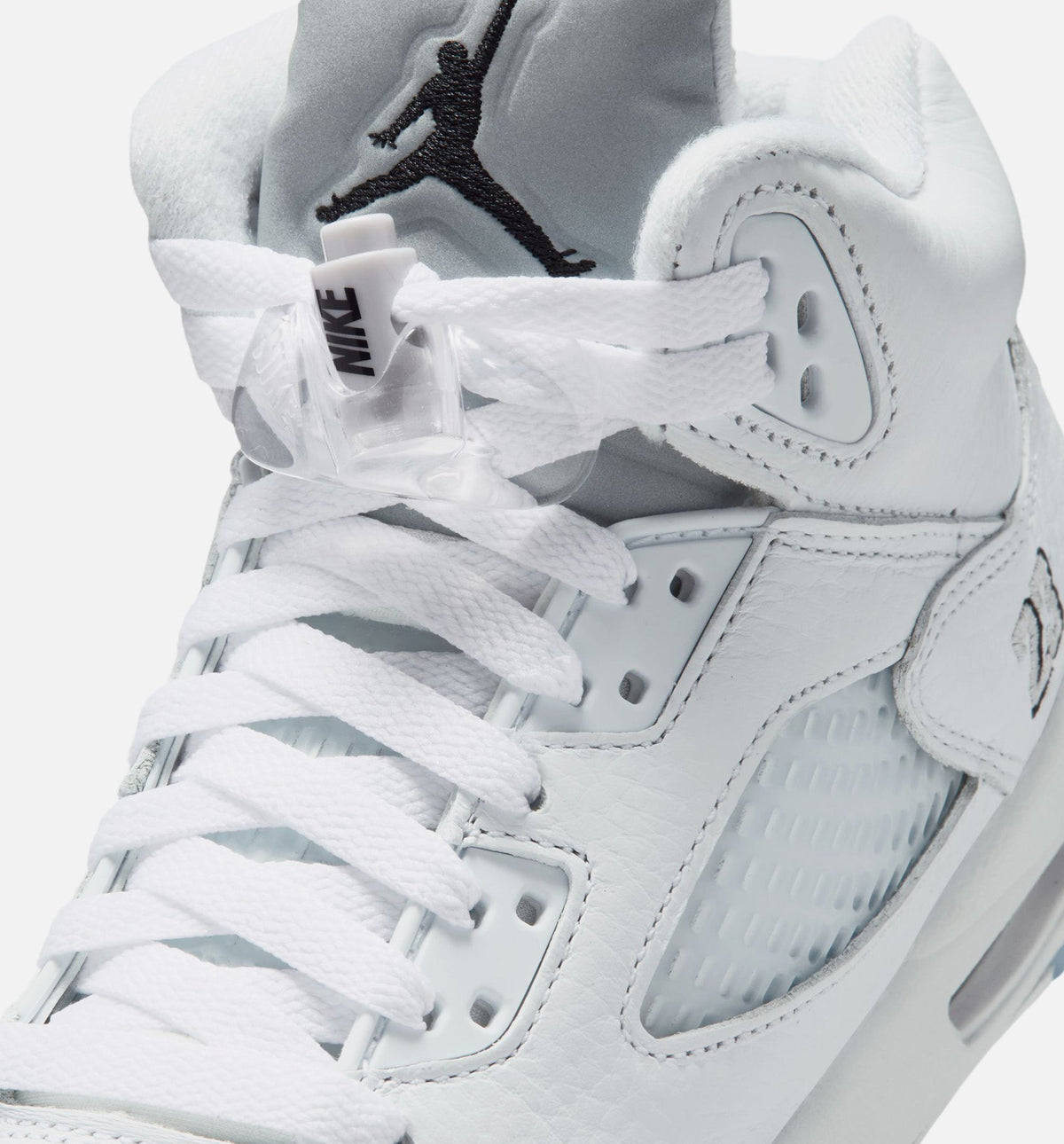 Air Jordan 5 Retro OG White Metallic Grade School Lifestyle Shoes - White/Black/Metallic Silver