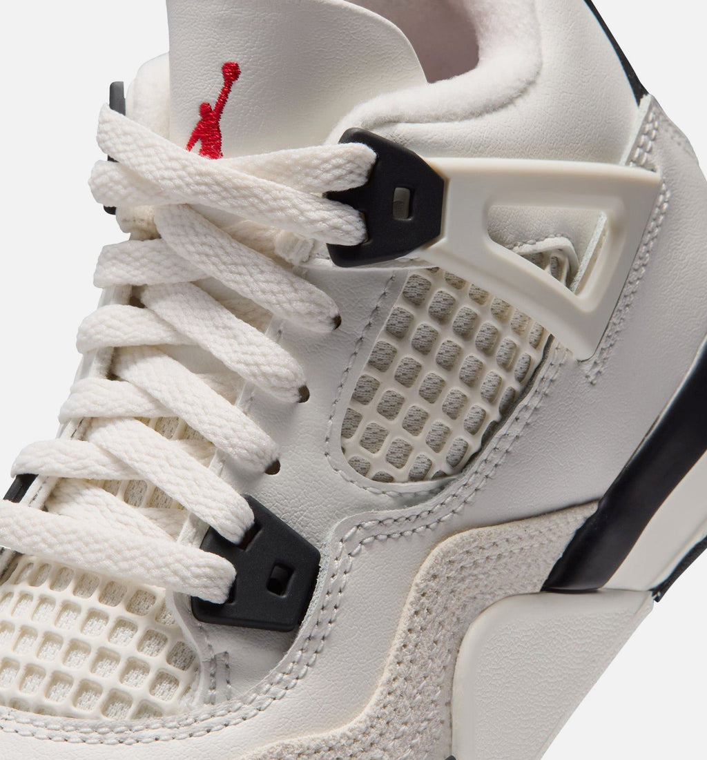 Air Jordan 4 Retro Flight Club Preschool Shoes - Sail Black University Red
