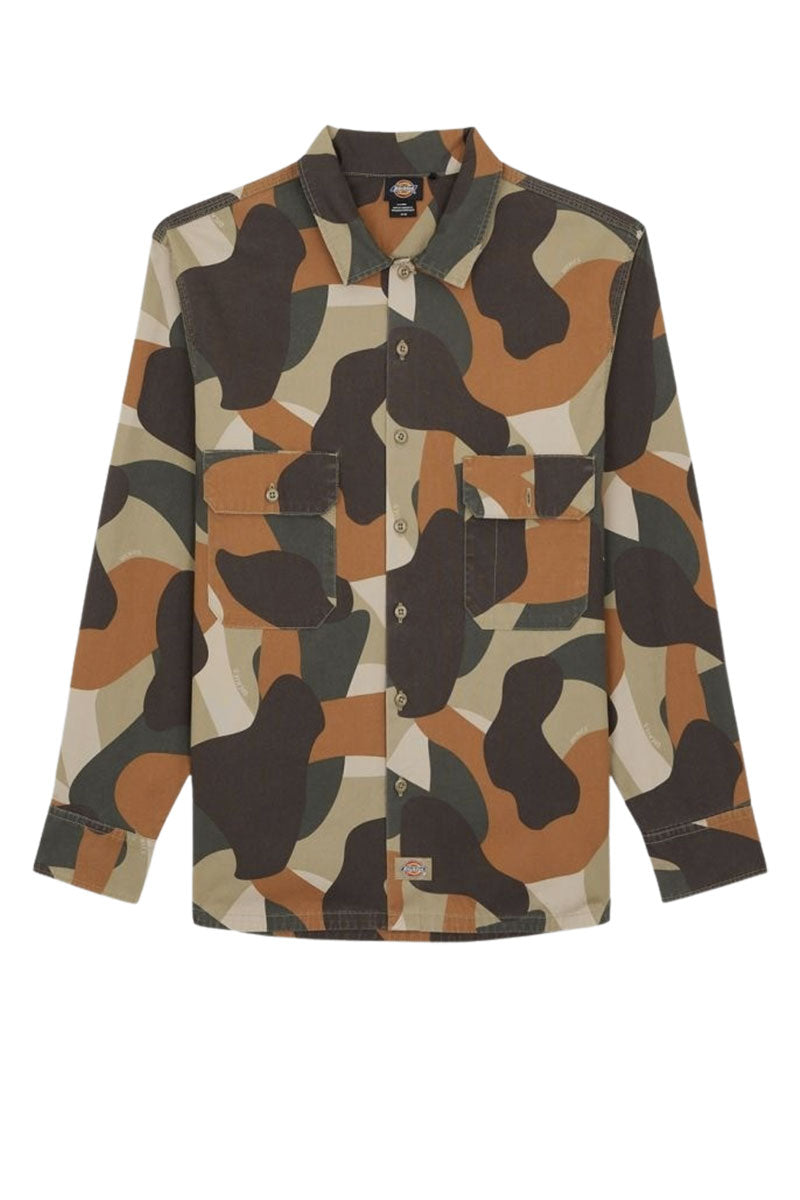 DICKIES CAMO CANVAS WORK SHIRT Imperial Green