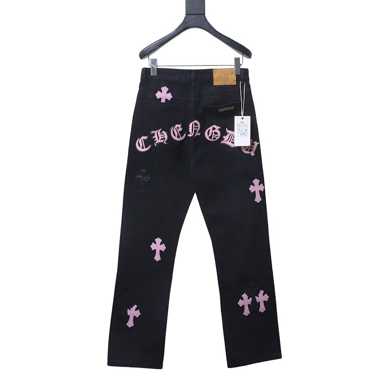 Chrome Hearts Blak Cross-Pink Jeans