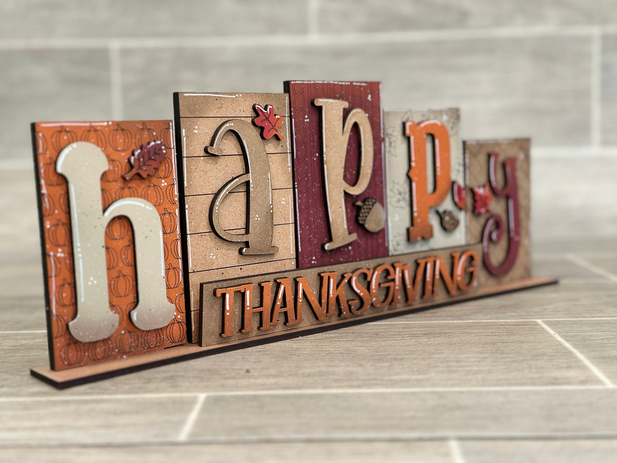 Thanksgiving Christmas Standing Reversible File SVG, Tiered Tray, Pumpkin, Autumn, Glowforge, LuckyHeartDesignsCo