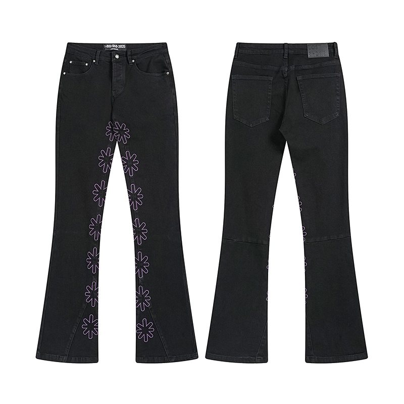 LOSTSHDWS Floral Embroidered Flared Jeans