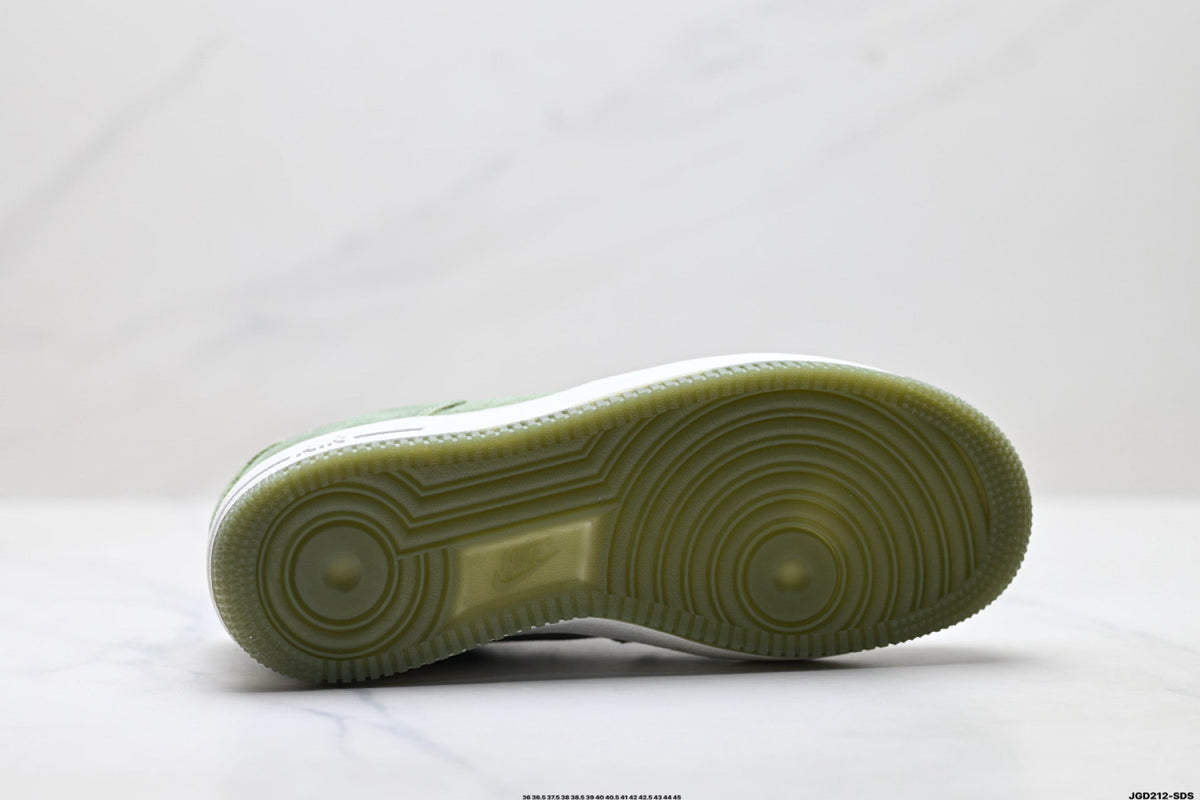 Nike Air Force 1 Low Sage Green Suede Look Unisex Sneakers Style 08