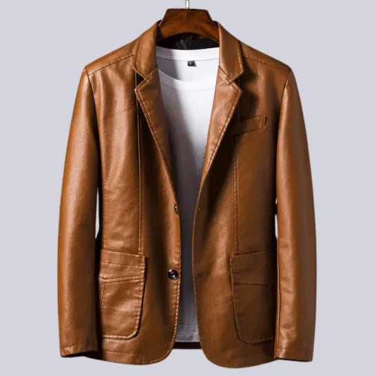 Tan Leather Classic Fit Jacket